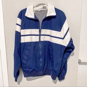 Vintage Christian Dior Jacket Monsieur Navy Blue White Track Bomber Windbreaker